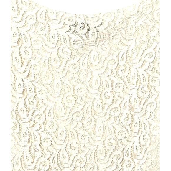 LOFT BY ANN TAYLOR CAP SLV, ROUND NECK, LINED, LACE BLOUSE, WOMENS, M, IVORY - Picture 8 of 12